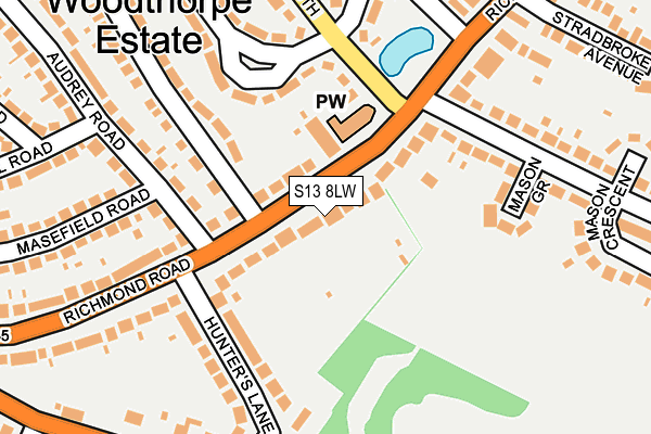 S13 8LW map - OS OpenMap – Local (Ordnance Survey)