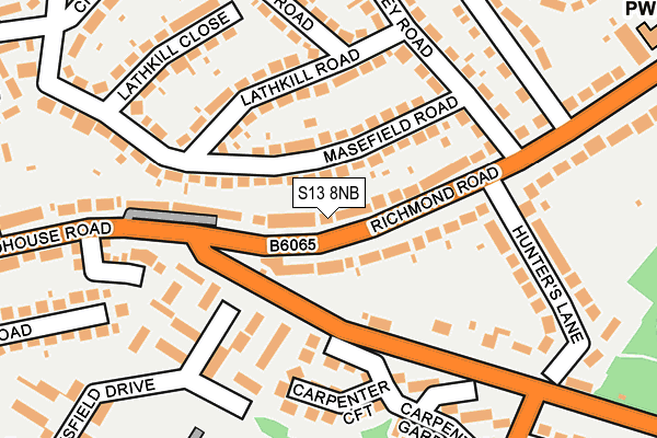 S13 8NB map - OS OpenMap – Local (Ordnance Survey)