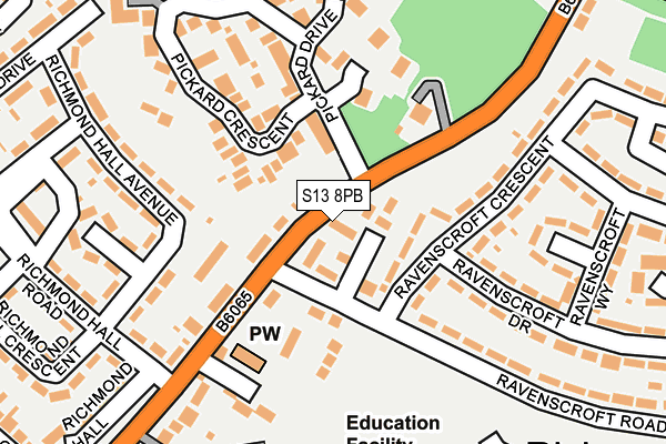 S13 8PB map - OS OpenMap – Local (Ordnance Survey)