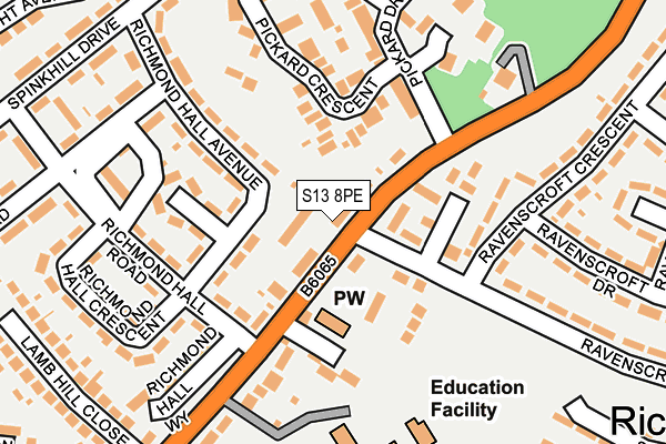 S13 8PE map - OS OpenMap – Local (Ordnance Survey)