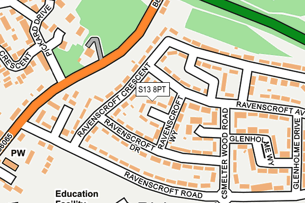 S13 8PT map - OS OpenMap – Local (Ordnance Survey)