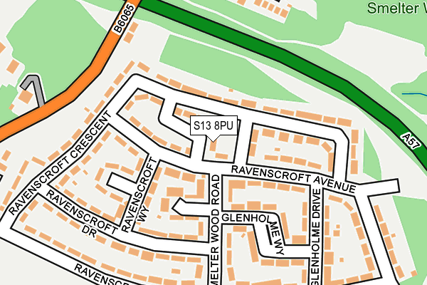 S13 8PU map - OS OpenMap – Local (Ordnance Survey)