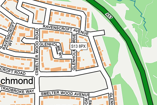 S13 8PX map - OS OpenMap – Local (Ordnance Survey)