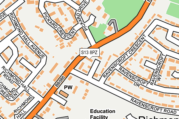 S13 8PZ map - OS OpenMap – Local (Ordnance Survey)