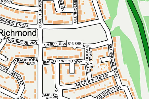 S13 8RB map - OS OpenMap – Local (Ordnance Survey)