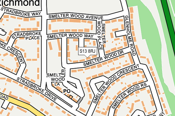 S13 8RJ map - OS OpenMap – Local (Ordnance Survey)