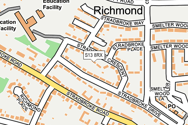 S13 8RX map - OS OpenMap – Local (Ordnance Survey)