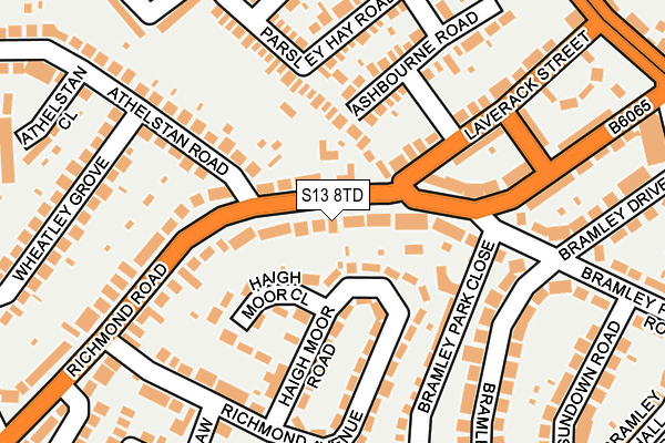 S13 8TD map - OS OpenMap – Local (Ordnance Survey)