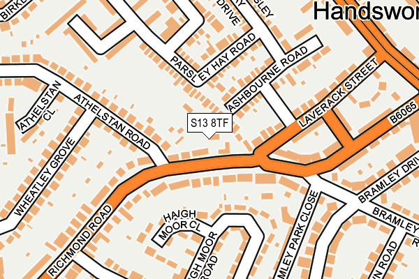 S13 8TF map - OS OpenMap – Local (Ordnance Survey)