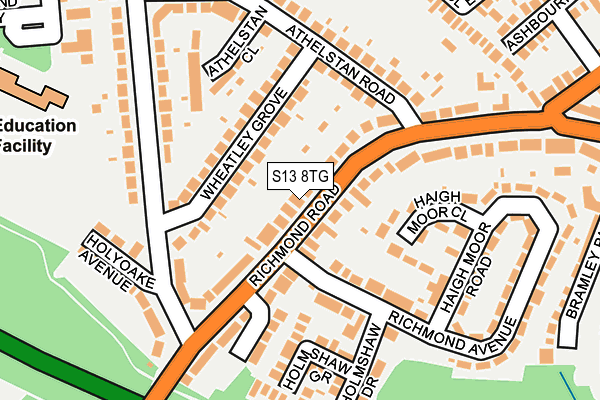 S13 8TG map - OS OpenMap – Local (Ordnance Survey)