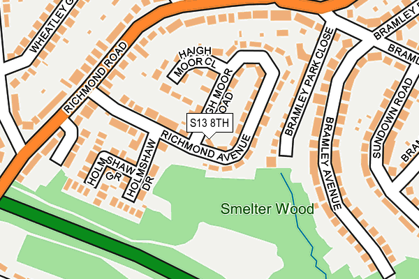 S13 8TH map - OS OpenMap – Local (Ordnance Survey)
