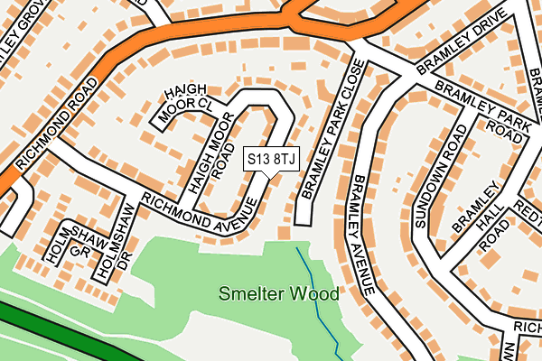 S13 8TJ map - OS OpenMap – Local (Ordnance Survey)