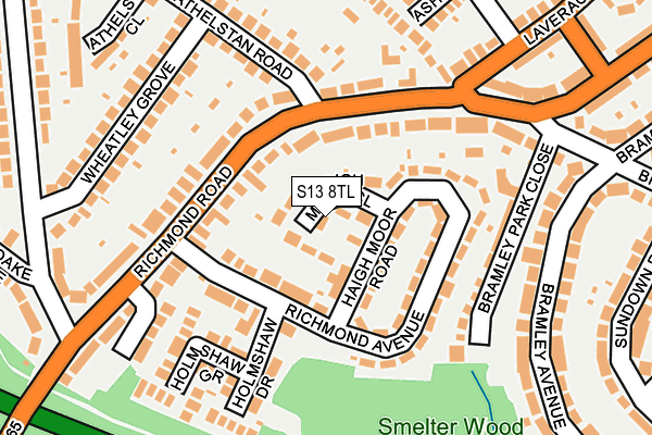 S13 8TL map - OS OpenMap – Local (Ordnance Survey)
