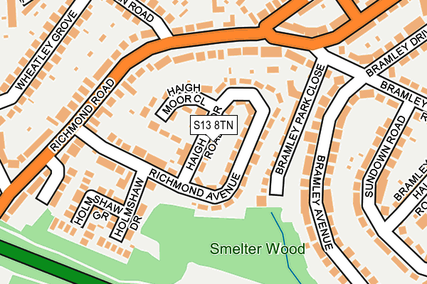 S13 8TN map - OS OpenMap – Local (Ordnance Survey)
