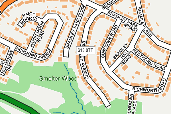 S13 8TT map - OS OpenMap – Local (Ordnance Survey)