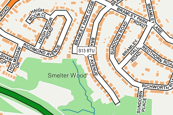 S13 8TU map - OS OpenMap – Local (Ordnance Survey)