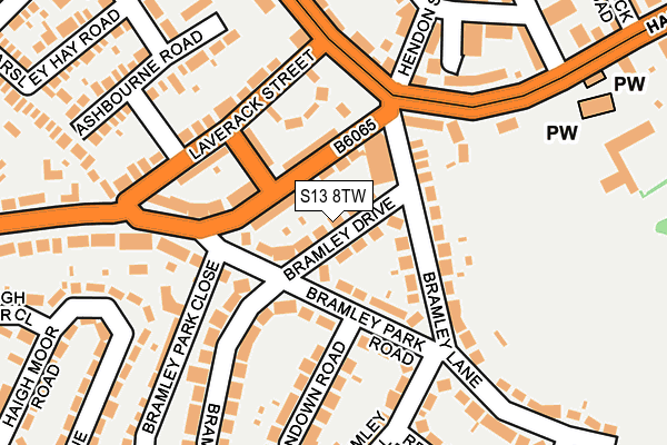 S13 8TW map - OS OpenMap – Local (Ordnance Survey)