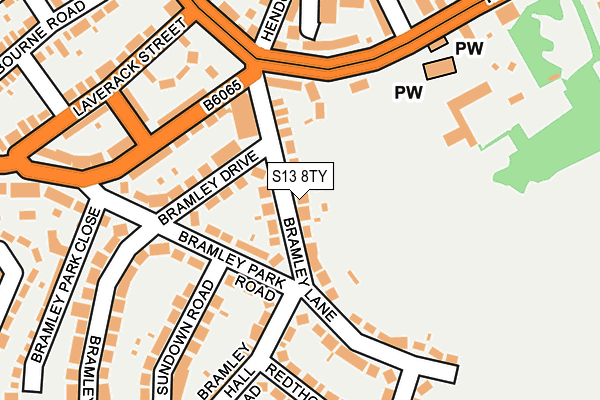 S13 8TY map - OS OpenMap – Local (Ordnance Survey)