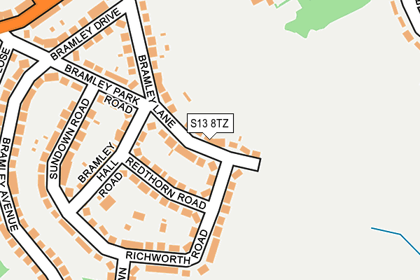 S13 8TZ map - OS OpenMap – Local (Ordnance Survey)