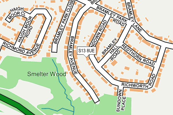 S13 8UE map - OS OpenMap – Local (Ordnance Survey)