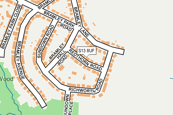 S13 8UF map - OS OpenMap – Local (Ordnance Survey)