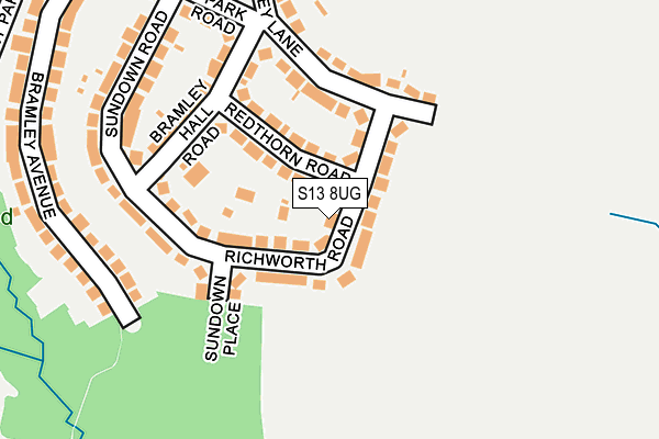 S13 8UG map - OS OpenMap – Local (Ordnance Survey)