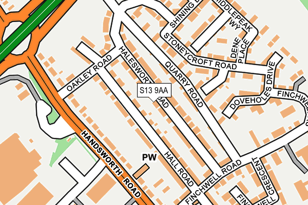 S13 9AA map - OS OpenMap – Local (Ordnance Survey)