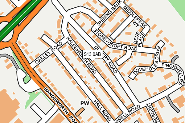 S13 9AB map - OS OpenMap – Local (Ordnance Survey)