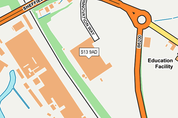 S13 9AD map - OS OpenMap – Local (Ordnance Survey)