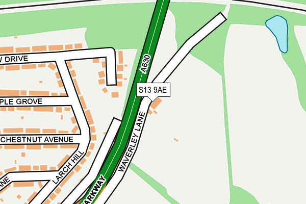 S13 9AE map - OS OpenMap – Local (Ordnance Survey)