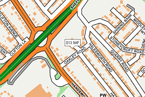 S13 9AF map - OS OpenMap – Local (Ordnance Survey)