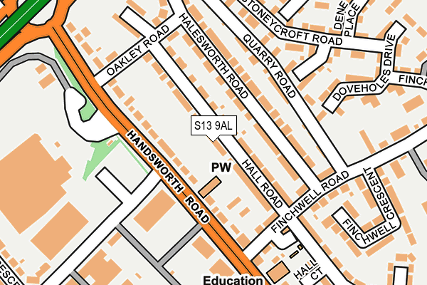 S13 9AL map - OS OpenMap – Local (Ordnance Survey)