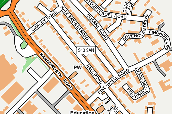 S13 9AN map - OS OpenMap – Local (Ordnance Survey)