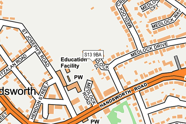 S13 9BA map - OS OpenMap – Local (Ordnance Survey)