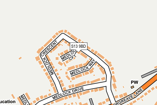 S13 9BD map - OS OpenMap – Local (Ordnance Survey)