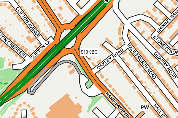 S13 9BG map - OS OpenMap – Local (Ordnance Survey)