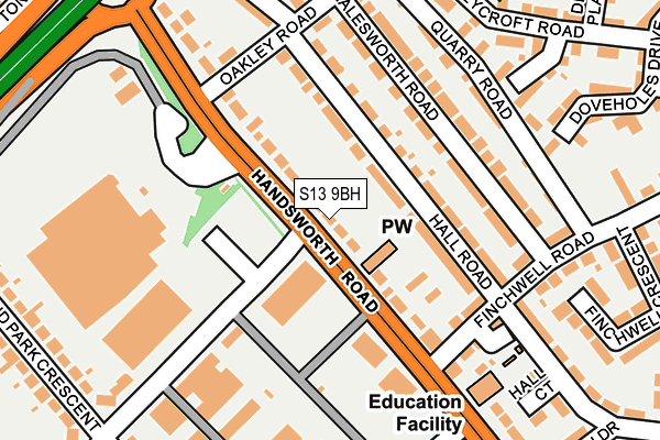 S13 9BH map - OS OpenMap – Local (Ordnance Survey)