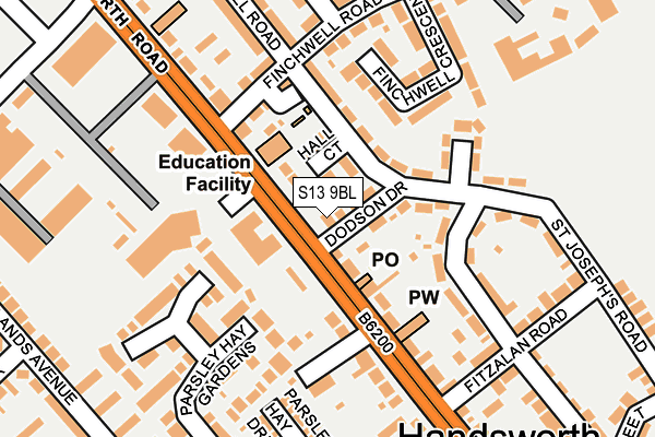 S13 9BL map - OS OpenMap – Local (Ordnance Survey)