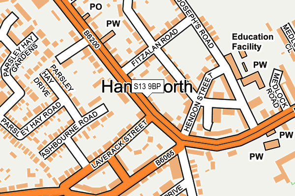 S13 9BP map - OS OpenMap – Local (Ordnance Survey)