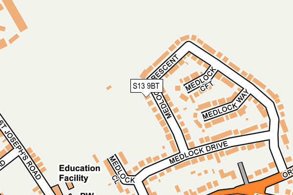 S13 9BT map - OS OpenMap – Local (Ordnance Survey)