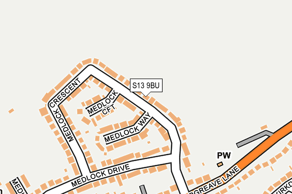 S13 9BU map - OS OpenMap – Local (Ordnance Survey)