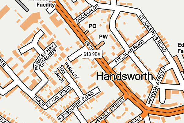 S13 9BX map - OS OpenMap – Local (Ordnance Survey)