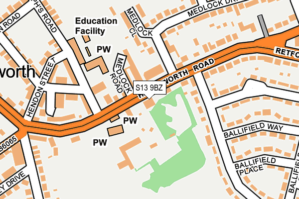S13 9BZ map - OS OpenMap – Local (Ordnance Survey)