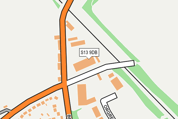 S13 9DB map - OS OpenMap – Local (Ordnance Survey)