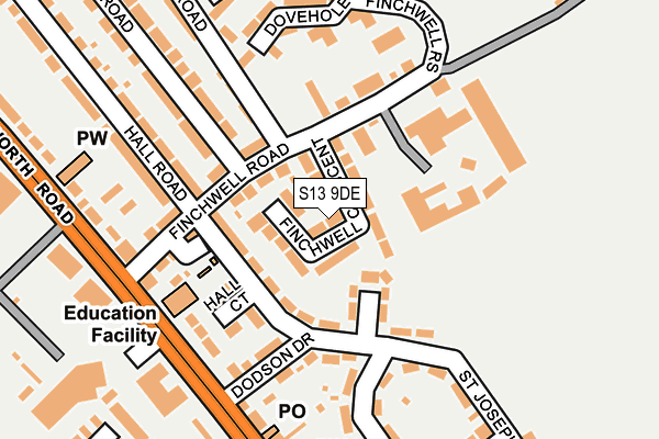 S13 9DE map - OS OpenMap – Local (Ordnance Survey)