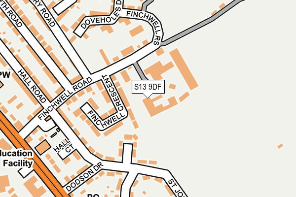 S13 9DF map - OS OpenMap – Local (Ordnance Survey)
