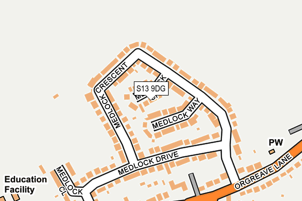 S13 9DG map - OS OpenMap – Local (Ordnance Survey)