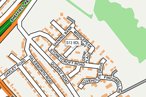 S13 9DL map - OS OpenMap – Local (Ordnance Survey)