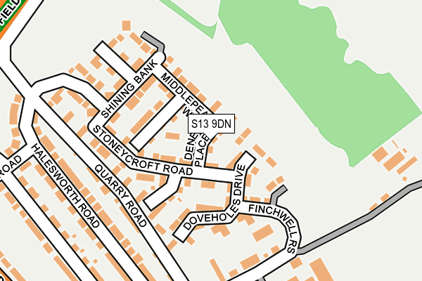 S13 9DN map - OS OpenMap – Local (Ordnance Survey)