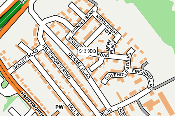 S13 9DQ map - OS OpenMap – Local (Ordnance Survey)